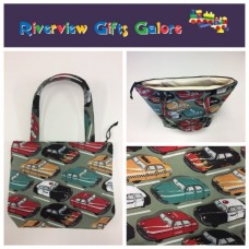 Medium Tote Bag with Zip- Vintage Cars Medium Tote Bag with Zip- Vintage Cars
